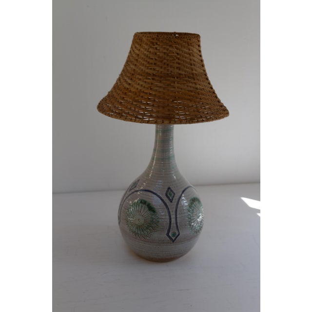 Danish Modern Blue and Green Ceramic Table Lamp by Søholm, 1960s For Sale - Image 11 of 16