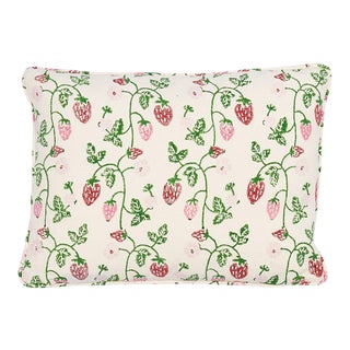 Schumacher X Molly Mahon Strawberry 18" Lumbar Pillow in Grass For Sale