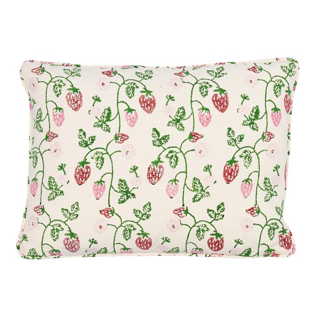 Schumacher X Molly Mahon Strawberry 18" Lumbar Pillow in Grass For Sale