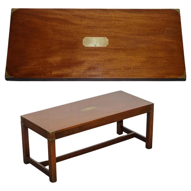 Vintage Reh Kennedy Military Campaign Coffee Table with Brass Fittings from Harrods For Sale - Image 12 of 12