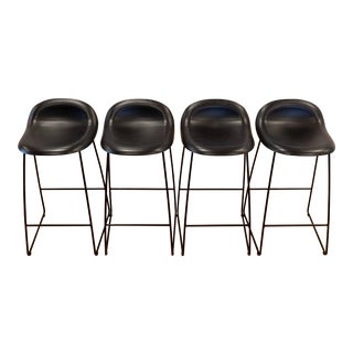 Contemporary Black Plastic Counter Stools - Set of 4 For Sale
