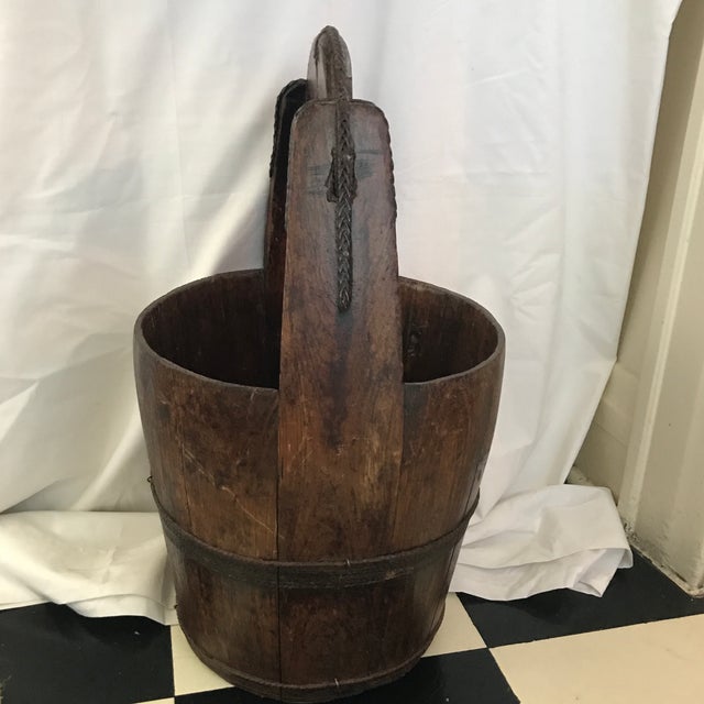 Antique Chinese Rustic Wood Water Bucket Chairish