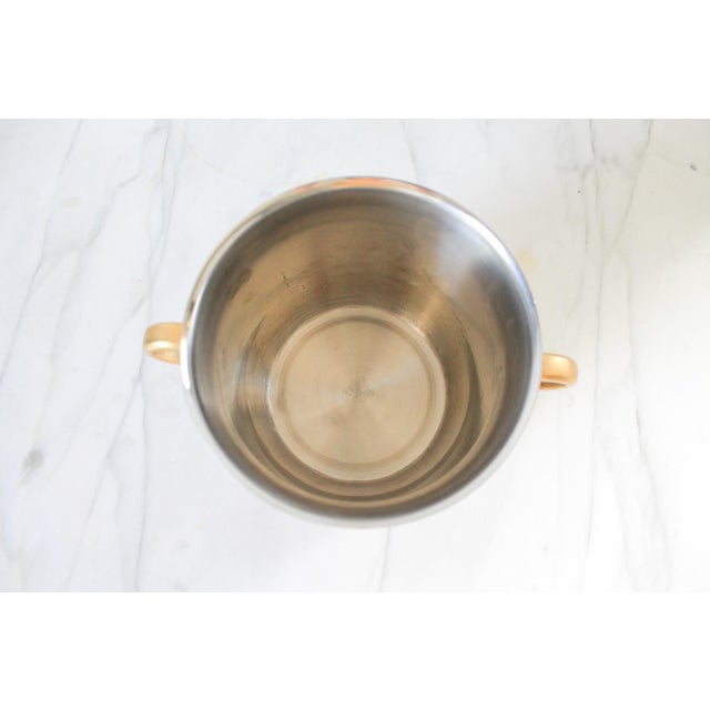 Vintage Modernist Italian Stainless Steel & Brass Ice / Wine Bucket For Sale - Image 9 of 10