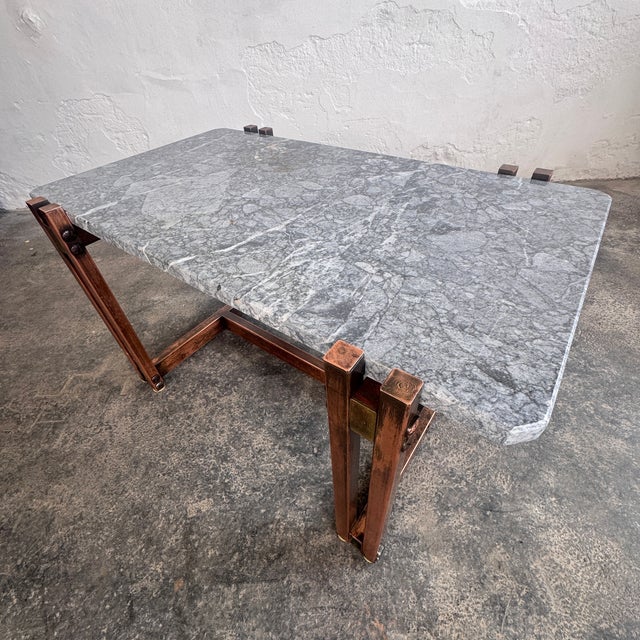 Mid-Century Modern Brass and Marble Coffee Table, 1960 For Sale - Image 9 of 12