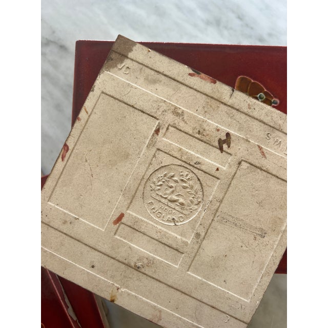 Art Nouveau Red Jewel Tile Moulded Majolica T & R Boote England, 1905 For Sale In Los Angeles - Image 6 of 6