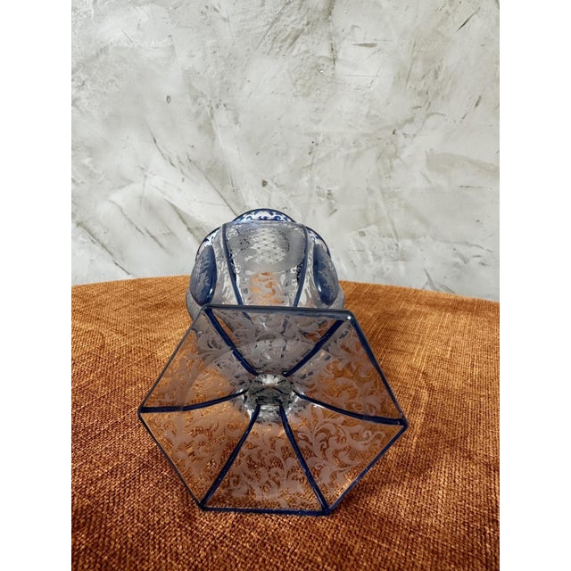 Blue Vintage Bohemian Crystal Vase, 1920s For Sale - Image 8 of 10