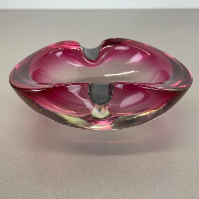 Large Pink Murano Bubble Glass Ashtray with Sterling Silver 925, Italy, 1970s For Sale - Image 14 of 18
