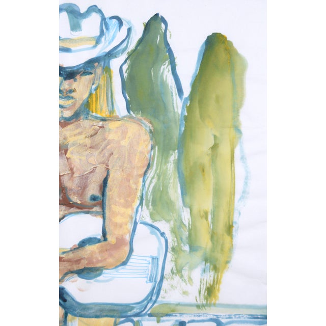 Nude Cowboy and His Guitar - Figurative Abstract on Paper For Sale In Monterey, CA - Image 6 of 6