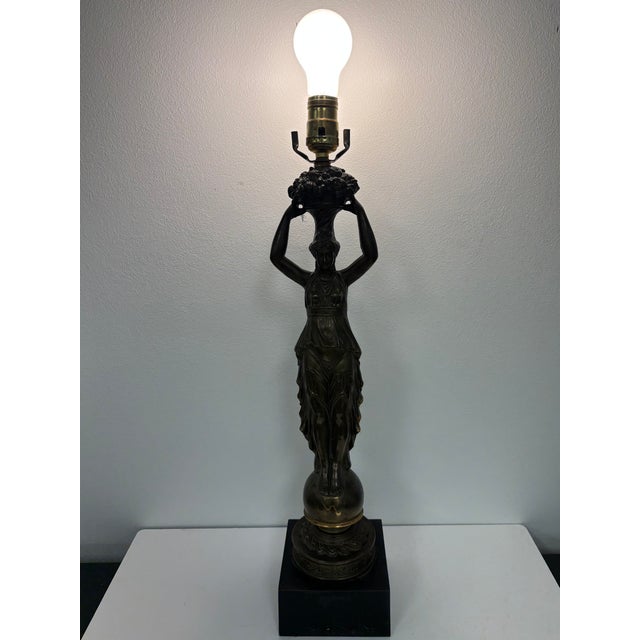 Vintage Figural Table Lamp in Bronze For Sale - Image 9 of 10