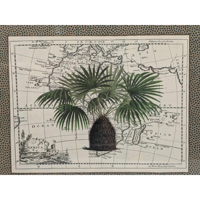 Wood Set of 4 Framed Green Botanical Palm Prints on Antique Maps – Ralph Lauren Style For Sale - Image 7 of 14