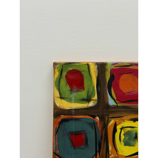Set of 3 Original Paintings Abstract Squares, Multi Colored on Square Canvas For Sale In Nashville - Image 6 of 11