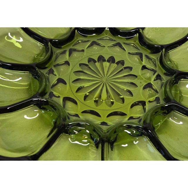 Avocado Mid Century Avocado Green Egg Platter For Sale - Image 8 of 9