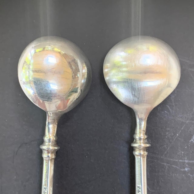 Silver Antique Pair of Ball End Silver Salt Spoons by George Sharp For Sale - Image 8 of 9