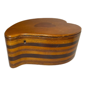 Antique 19th Century Handmade Inlaid Marquetry Parquetry Heart Wood Jewelry Box