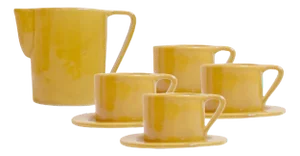 Milano Sole Milk Jug & 4 Espresso Cups and Saucers by Marta Benet, Set of 9
