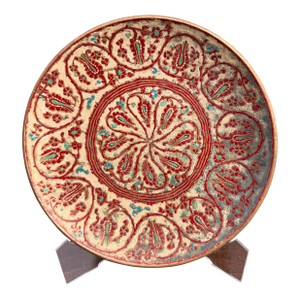 Vintage Persian Hand-Painted Enamel on Copper Wall Plate — Bohemian Decor