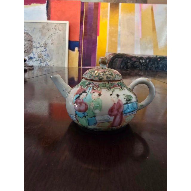 Ceramic Antique Chinese Porcelain Miniature Tea Pot For Sale - Image 7 of 8