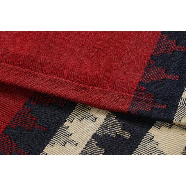 Textile Vintage Jajim Qashqai Persian Kilim in Red, Blue, and Ivory Tones - Rug & Kilim For Sale - Image 7 of 7