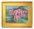 2020s Impressionist Abstract Fun Pink Cows Painting Including the Antiqued Gold Wood Frame For Sale - Image 5 of 5