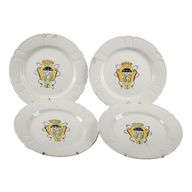 Italian Plates with Coat of Arms by Marcati Mancioli, 1950s, Set of 4 For Sale