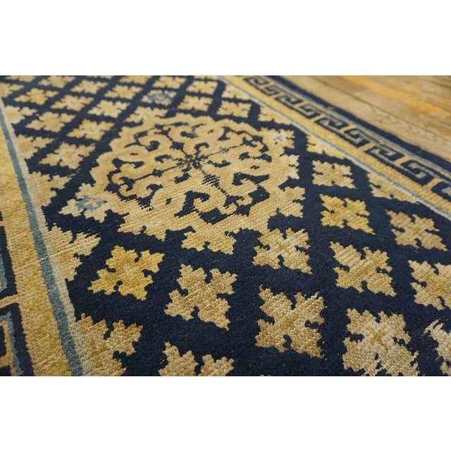 Textile 1800s Blue Navy Geometric Greek Key Antique Chinese Ningxia Hallway Runner Rug For Sale - Image 7 of 8