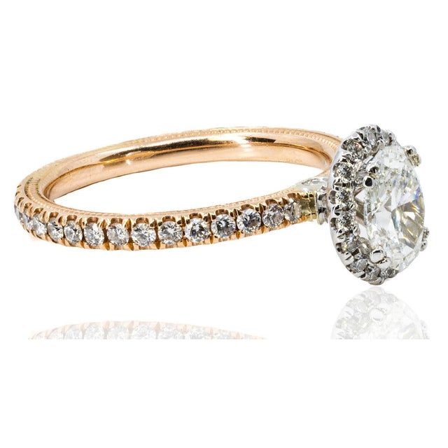 Contemporary Late 20th Century Pair of 0.90 Oval F SI2 GIA Verragio Wedding Set For Sale - Image 3 of 5