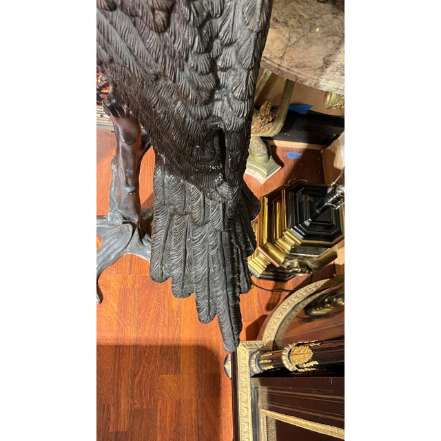 Mid-Century Modern Large Patinated Bronze Parrot on Perch After Jules Moigniez For Sale - Image 3 of 12