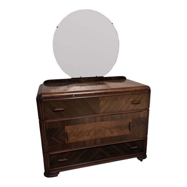Early 20th Century Lowboy Dresser With Mirror For Sale