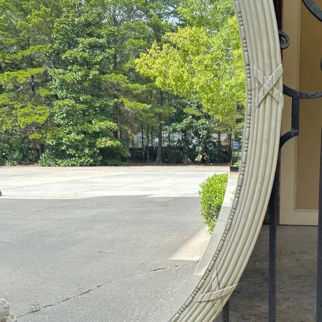 Antique French Louis XVI Neoclassical Painted Oval Mirror For Sale - Image 12 of 12