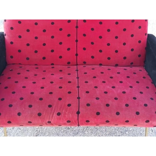 Metal Ladybug Woven Velvet 2-Seater Sofa, 1950s For Sale - Image 7 of 17