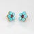 Stylish contemporary turquoise & pink tourmaline earrings crafted in 18k yellow gold. Cabochon cut turquoise measures...