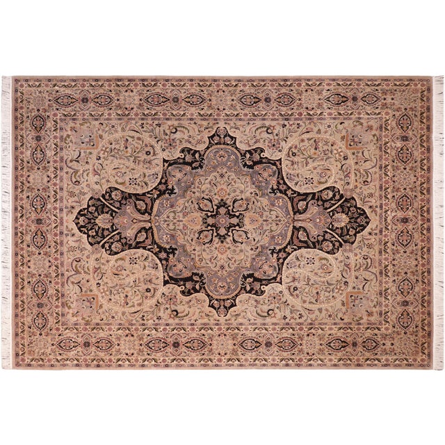 Gray Shabby Chic Medallion 1990's Pak-Persian Black/Gray Wool Rug - 8'2'' X 10'2'' For Sale - Image 8 of 9