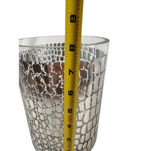 Animal Skin Beautiful Clear, Cylindrical Vase With Embossed Chrome Alligator Print For Sale - Image 7 of 8