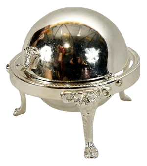 Silver Plated Ashtray with Glass Insert and Dome Cover
