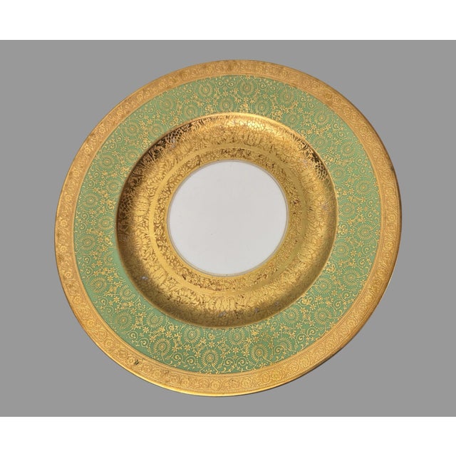 Green Set of 8 Selb Bavaria Hutschenreuther Gilt Decorated 10-7/8" Dinner Plates For Sale - Image 8 of 12