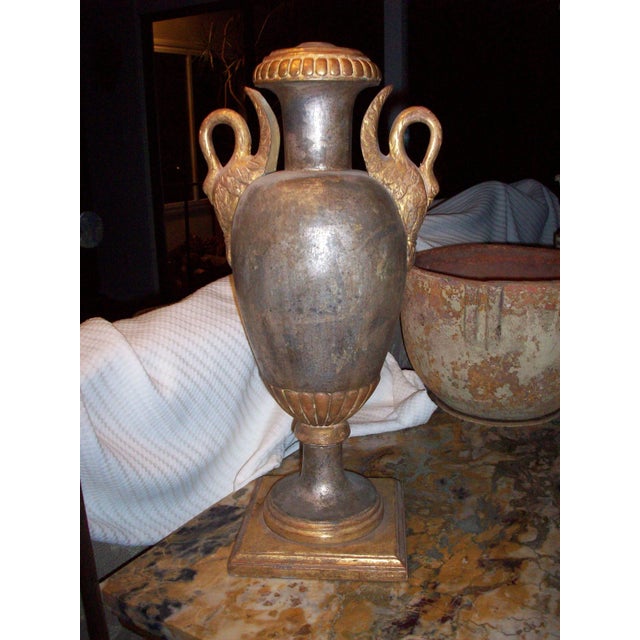 Modern Swan Silver Leaf Table Lamp Base For Sale - Image 11 of 12