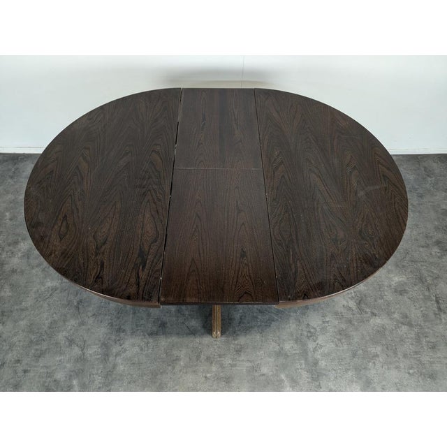 Wood Round Teak Table with Extension For Sale - Image 7 of 11