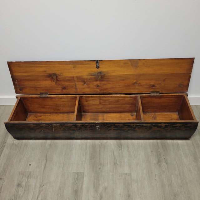 Antique Chinese lacquered document or scroll box dating to the late Qing dynasty, circa 1880–1900. Measuring 51" long,...