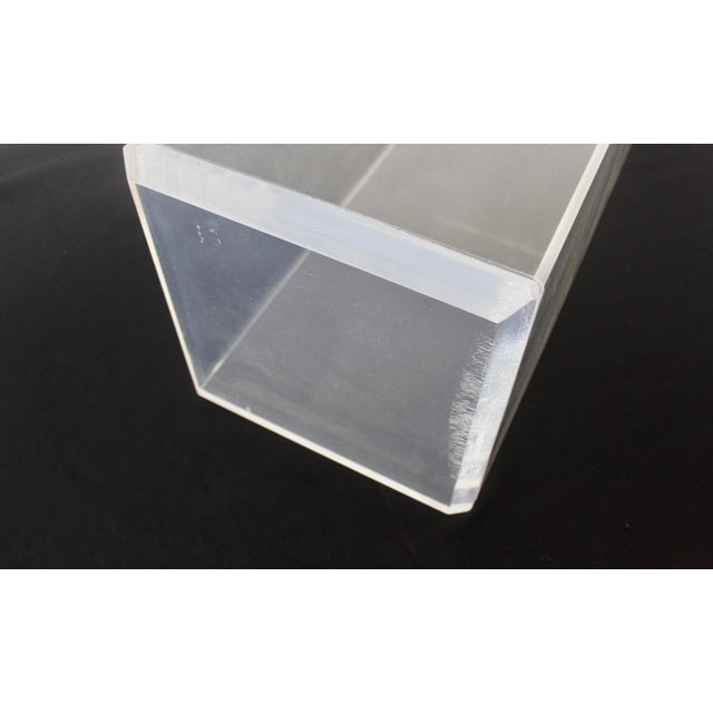 Transparent Modern Lucite Acrylic Pedestal Column Stand Beveled Edge Detail Vintage For Sale - Image 8 of 13