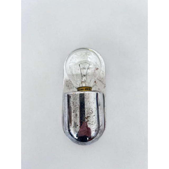 Bauhaus Small Bauhaus Chrome Wall Lamp, Czechoslovakia, 1930s For Sale - Image 3 of 8