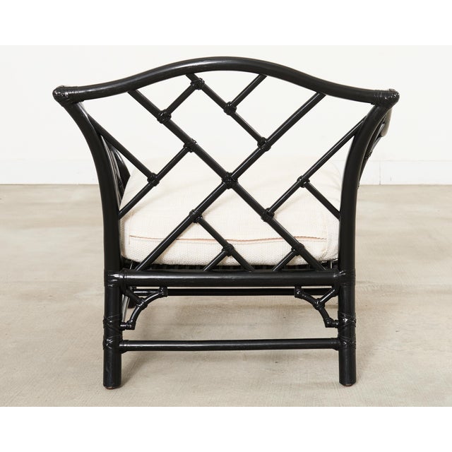 McGuire Rattan Chinese Chippendale Lacquered Lounge Chair For Sale - Image 18 of 18