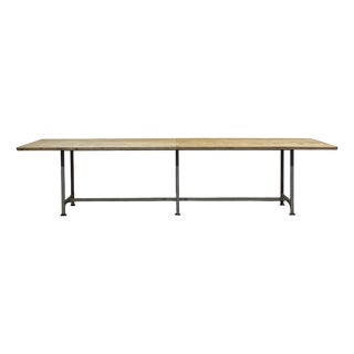 Metal Workshop Table with Laminated Top and Beech Underlays, 1970s For Sale