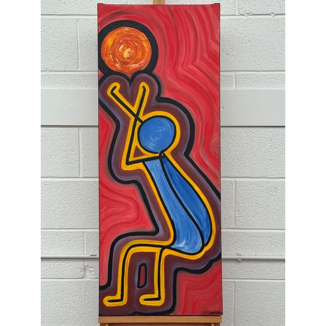 Colourful Abstract Tribal Aboriginal Inspired Oil on Canvas in Portrait Format 2005 For Sale - Image 12 of 18