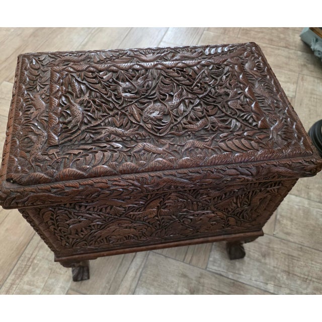 Heavily Carved Sandalwood Jewelry Chest For Sale - Image 11 of 17
