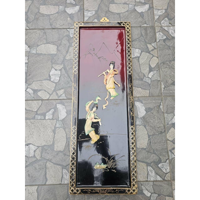 Japanese Wooden Picture, 1950s For Sale - Image 8 of 9