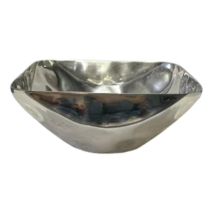 Artistic Hand Punch Marks Stainless Steel Square Display Serving Plate