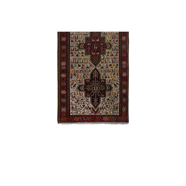 Mid-Century Modern Vintage Animal Pattern Soumac Kilim Runner 3'4'' X 9'4'' For Sale - Image 3 of 11