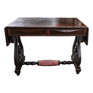 Vintage Carved Desk Table For Sale