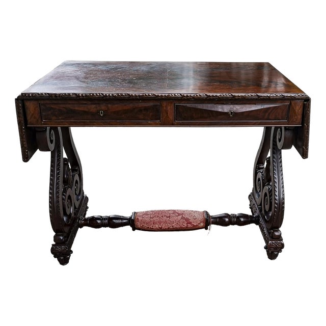 Vintage Carved Desk Table For Sale