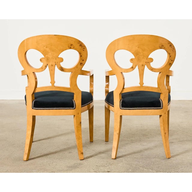 Set of Twelve Viennese Biedermeier Style Burl Maple Dining Chairs For Sale - Image 11 of 18
